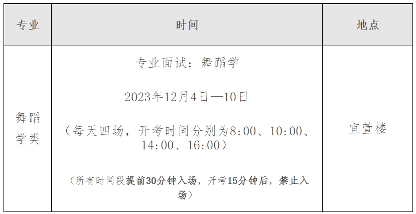 江西省2024年舞蹈类专业统考进出场时间