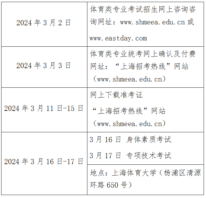 《2024年上海市普通高校体育类专业考试